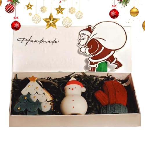 Duftkerzen für Weihnachten – Set mit 3 Duftkerzen für zu Hause | handgefertigte Weihnachtsdekorationskerzen | Kreative Soja-Kerzen für den Weihnachtsbaum von Zvn Zojne
