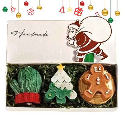 Duftkerzen für Weihnachten – Set mit 3 Duftkerzen für zu Hause | handgefertigte Weihnachtsdekorationskerzen | Kreative Soja-Kerzen für den Weihnachtsbaum von Zvn Zojne