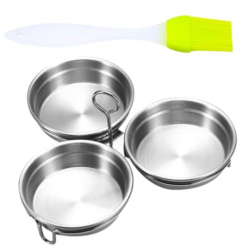 Edelstahl Eierkocher Pochierpfanne, 3x Eierform Edelstahl Eierkocher Antihaft Eierkocher mit Ständer Eierbecher Küche Eierbecher mit Bürste für Mikrowelle, Kochen von Zvn Zojne