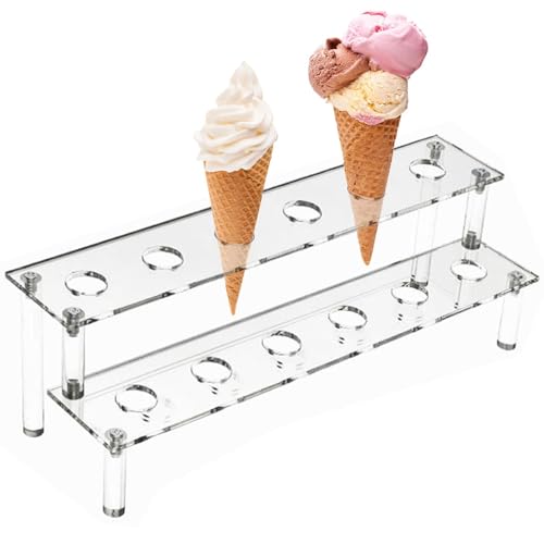 Eistütenhalter, Eiscreme-Ständer aus Acryl, doppellagiger Eiscreme-Ständer mit 12 Löchern, transparenter Kegelständer, Cupcake-Ständer, Waffeln, Ma Rolle von Zvn Zojne