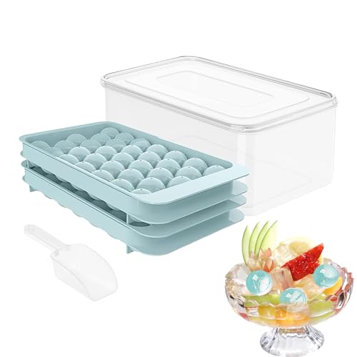 Eiswürfelkugeln – Eiskugelformen für Gefrierschrank | Eiskugelform mit 66 Gittern mit Löffel | Wiederverwendbare Eiswürfelschalen mit Deckel und Aufbewahrung, Form für Eiswürfel von Zvn Zojne