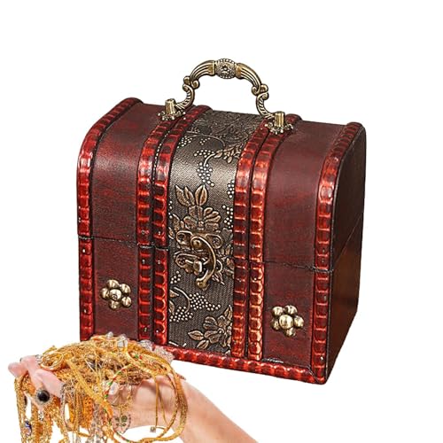 Erinnerungsbox aus Holz, Vintage-Holztruhe | abschließbarer Schmuck-Organizer Container | Heimdekoration, Schmuckkästchen mit Griff und Deckel für Mutter, Frau, Freundin von Zvn Zojne
