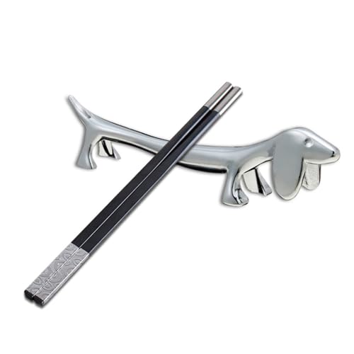 Essstäbchenablage – niedlicher Hundehalter für Essstäbchen | Essstäbchenhalter aus Edelstahl | Stäbchenhalter für Hunde Dackel, Stäbchenhalter für Welpen, Löffel, Gabel, Co von Zvn Zojne
