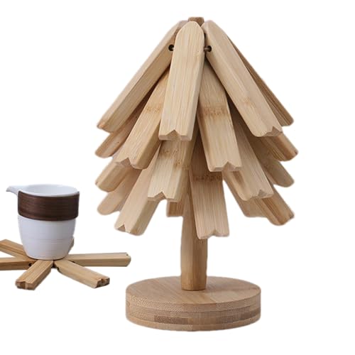 Faltbarer Topfuntersetzer in Baumform – Holzuntersetzer für warme Speisen | rutschfeste Holz-Tischmatte | Küchenuntersetzer in Baumform aus Holz | strapazierfähige Pads von Zvn Zojne