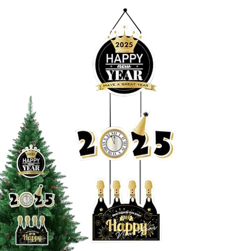 Frohes neues Jahr Wandschild 2025 - Frohes neues Jahr Banner mit Pompons | Silvester Ornamente | Willkommen Silvester Schild Schwarz Gold | Jahr der Schlange Frohes Neues Jahr Veranda Schild für Frohes neues Jahr Wandschild 2025 - Frohes neues Jahr Banner mit Pompons | Silvester Ornamente | Willkommen Silvester Schild Schwarz Gold | Jahr der Schlange Frohes Neues Jahr Veranda Schild für von Zvn Zojne