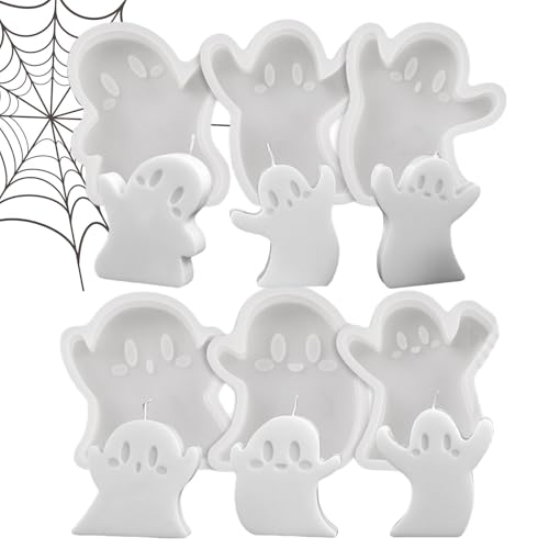 Geisterkerzenform, Halloween-Silikonform | Ghost Antihaft-Kerzenformen, 6 niedliche Gothic-Harzformen, vielseitige Gipsform für Kunsthandwerk, Harzkunstwerke, e von Zvn Zojne