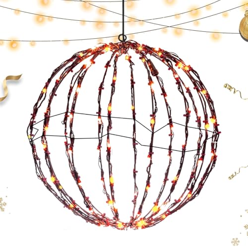 Globe für den Außenbereich, glitzernd, beleuchtet, kugelförmig, beleuchtet, faltbarer Kugel, beleuchtet, Weihnachtskugel mit elegantem Rahmen, für die Dekoration von Hal von Zvn Zojne