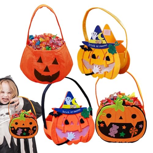 Halloween-Kürbiseimer – Halloween-Süßigkeitsbeutel | 4 Beutel mit Jack O Laternen | Faltbare Beutel für Horrorgeschenke | Halloween-Süßigkeitseimer mit Griff Halloween-Kürbiseimer – Halloween-Süßigkeitsbeutel | 4 Beutel mit Jack O Laternen | Faltbare Beutel für Horrorgeschenke | Halloween-Süßigkeitseimer mit Griff von Zvn Zojne