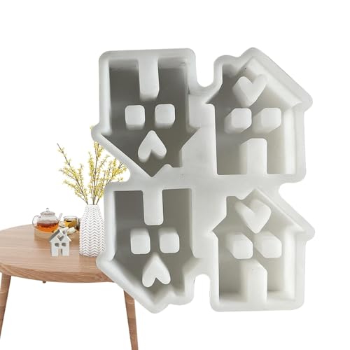 Haus-Statuen-Form, Silikon-Liebeshausfigurenform, niedliches handgefertigtes Kaminhaus Silikonform | Saisonale Dekoration für Zuhause, Entformen von Zvn Zojne