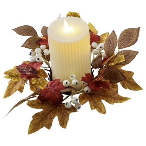 Herbstkerzenring-Kränze, Thanksgiving-Kerzenkranz | Herbstkerzengirlande aus Ahornblättern, einfache und elegante Thanksgiving-Kranzdekoration von Zvn Zojne