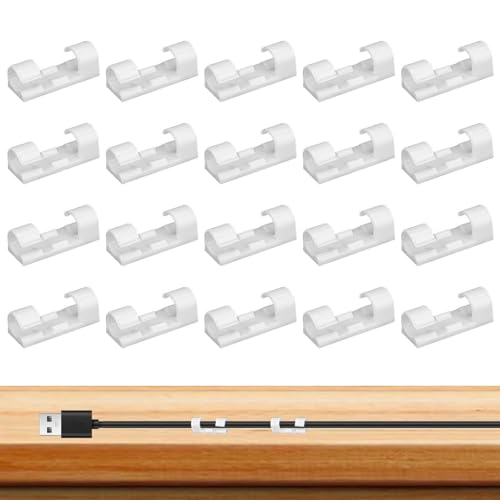 Kabelhalter für Kabel – Packung mit 20 selbstklebenden Kabelclips | kein Bohrkabelmanagement | Organisation von Bürokabeln für USB-Kabel | Ethernet-Kabel, Mauskabel, C von Zvn Zojne