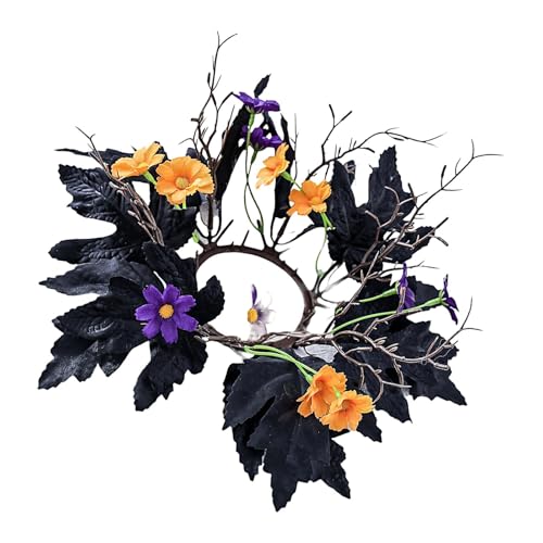 Kerzenringe Kränze, Schwarze Blätter Künstliche Blume Kerzenringe, Dekorative Stumpenkerzenkränze Ringe Herbst Kerzenringe für Tischdekoration von Zvn Zojne