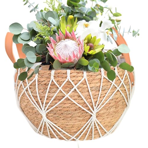 Korb-Pflanzgefäß für den Innenbereich, dekorative Blumentöpfe, vielseitiger Rattan-Korb, für den Innenbereich, Rattan-Korb, wiederverwendbar, für Tisch-Fensterbank, Balkon von Zvn Zojne