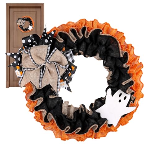 Künstliche Halloween-Kränze – Gruseliger handgefertigter Wandkranz | Gruseliger Halloween-Kranz mit Geisterzeichenbogen | Gruseliger Türkranz für Halloween, für Tür D von Zvn Zojne