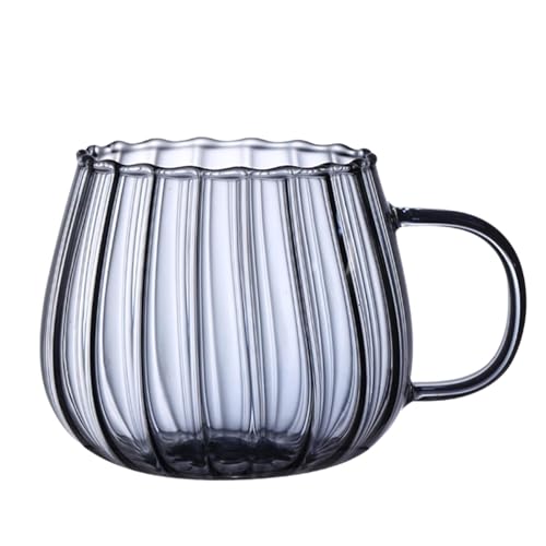 Kürbisförmige Tassen – Wasserkohlensäure 400 ml | Konvexe Kürbisbecher aus Glas mit Griff | Transparente Glastassen, Neuheit, Kaffeetassen, großes Fassungsvermögen, für Lai von Zvn Zojne