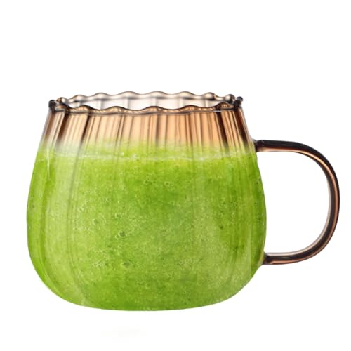 Kürbisförmige Tassen – Wasserkohlensäure 400 ml | Konvexe Kürbisbecher aus Glas mit Griff | Transparente Glastassen, Neuheit, Kaffeetassen, großes Fassungsvermögen, für Lai von Zvn Zojne