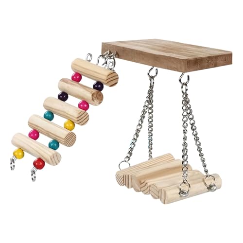 Leiter Sitzstange für Vogelkäfig, Vogelsitzstange mit Leiter | Conure Swing Sitzstangen mit Leiter | Kauspielzeug für Papageien, Wellensittiche, Nymphensittiche, Turteltauben, Sittiche, Sittiche von Zvn Zojne