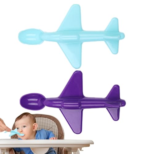 Löffel für Babys, Esslöffel in Flugzeugform, 2-teilig | Safe Kids Besteck, umweltfreundliches Besteck für Hausschule, Indoor & Outdoor, Kindergarten von Zvn Zojne