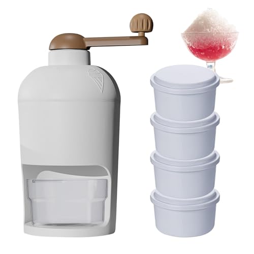 Manueller Eisrasierer, manueller Eiszerkleinerer, Schneekegelmaschine aus Edelstahl mit 4 gefrorenen Formen, abnehmbarer Eiskratzer, manuelle Eismaschine für Zuhause, Partys (b von Zvn Zojne