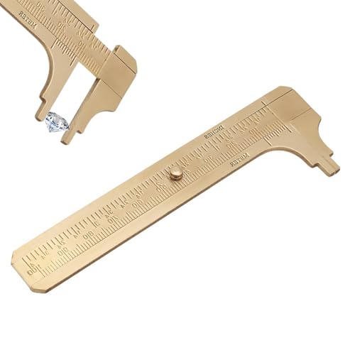 Messing-Messschieber, Taschenlineal aus Messing | Praktisches Schieblehre mit doppelter Skala | Präzises Lineal, Nonius-Messgerät für Perlendraht, Schmuck, Ringe, Handwerksmessung von Zvn Zojne