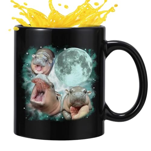 Nilpferd-Tasse, Keramiktasse | Kaffeetasse aus Keramik, Nilpferd, 350 ml, Teetasse, Reise-Kaffeetasse, Tee, Milch, Heißgetränke, Frühstückstasse für Nilpferd-Liebhaber von Zvn Zojne