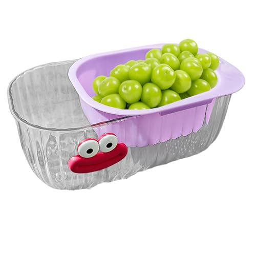 Obst- und Gemüsewaschkorb, zweilagiger Abflusskorb, doppellagiger Drainagekorb, Küchen-Obst-Drainagekorb für Bohnen, Brokkoli, Blattgemüse, Drainagepasta von Zvn Zojne