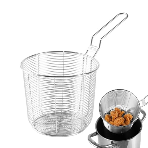 Pommes-Korb – Frittierkorb aus Edelstahl für Topf | Pommeskörbe mit Griff | runder Fritteusenkorb aus Drahtgeflecht | Fritteusenkorb aus Mesh für Chips, Unterlegscheibe Pommes-Korb – Frittierkorb aus Edelstahl für Topf | Pommeskörbe mit Griff | runder Fritteusenkorb aus Drahtgeflecht | Fritteusenkorb aus Mesh für Chips, Unterlegscheibe von Zvn Zojne