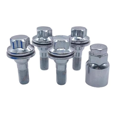 Radmuttern – Set mit 5 Radmuttern | Bolzen mit 25 mm Schaftlänge für Cruiser | Radbolzen | Diebstahlsicherung für Reifen mit Flachsitz | Radbolzen von Zvn Zojne