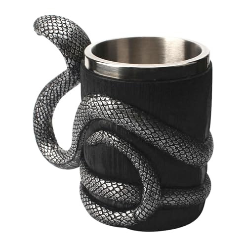 Schlangen-Kaffeetasse – Schlangen-Trinkbecher 600 ml | doppelwandige Schlangen-Biertasse | Schlangen-Cappuccino-Tasse mit Edelstahlinnenfutter | Kreative Teetassen für Bo von Zvn Zojne