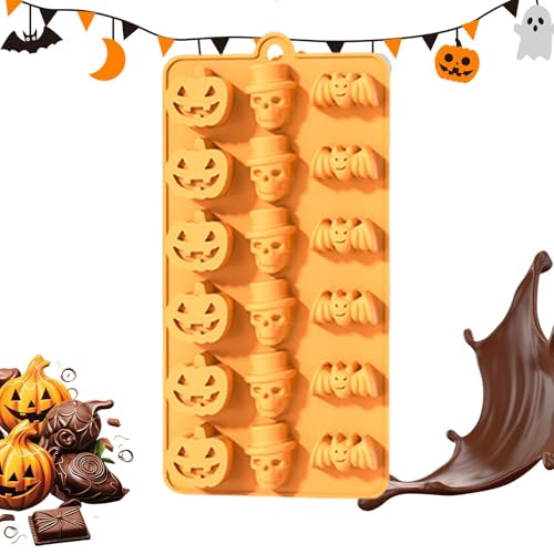 Schokoladenform Halloweenschädel – Süßigkeitenform, Fledermaus-Schädel Kürbis | Halloween-Silikonform | Geister Silikon-Schokoladenformen zur Dekoration von Zvn Zojne