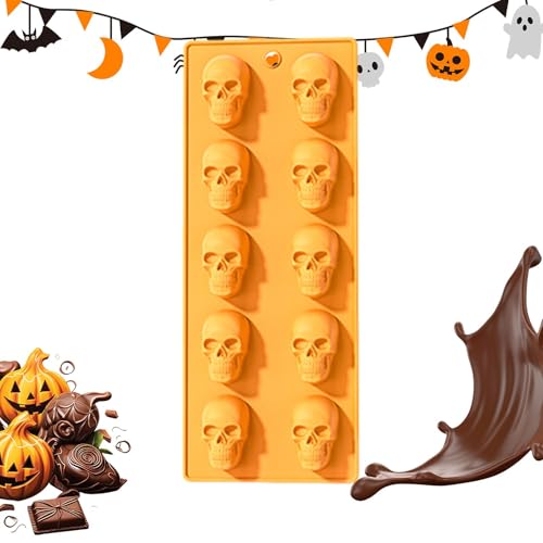 Schokoladenform Halloweenschädel – Süßigkeitenform, Fledermaus-Schädel Kürbis | Halloween-Silikonform | Geister Silikon-Schokoladenformen zur Dekoration von Zvn Zojne