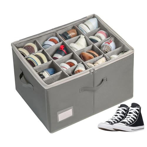 Schuhorganizer für Schrank – Schuhorganizer unter dem Bett mit transparentem Deckel | Aufbewahrungsboxen für faltbare Schuhe mit verstellbaren Trennwänden, mit Griffen, geeignet von Zvn Zojne