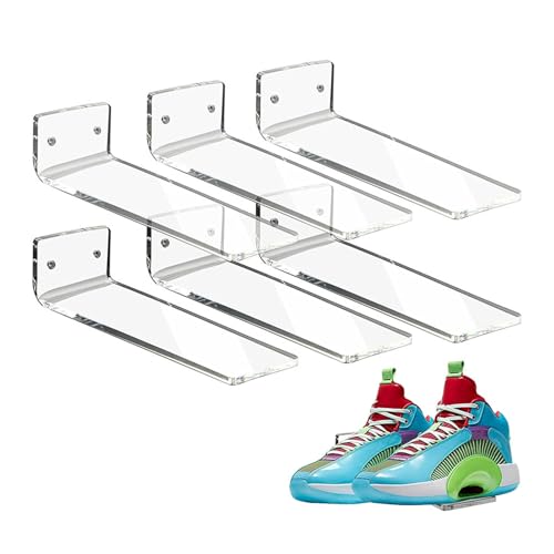 Schwimmender Schuhständer – 6 transparente Regale für Turnschuhe | schwimmendes Wandregal aus Acryl für Schuhe mit 12 Kreuzschlitzschrauben und Dehnrohren | Schuhständer Schwimmender Schuhständer – 6 transparente Regale für Turnschuhe | schwimmendes Wandregal aus Acryl für Schuhe mit 12 Kreuzschlitzschrauben und Dehnrohren | Schuhständer von Zvn Zojne