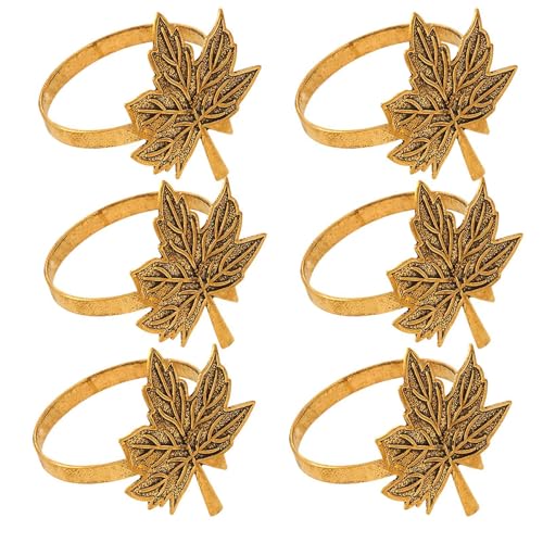 Serviettenringe Herbstblätter, Serviettenringe aus Ahornblättern | Harvest Serviettenringhalter Set mit 6 Stück – Herbst Thanksgiving Blätter Serviettenringhalter, Schnalle von Zvn Zojne