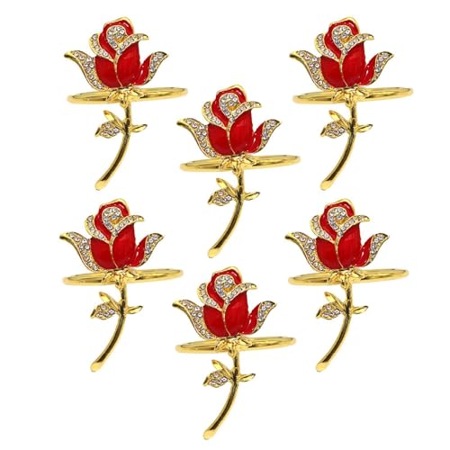 Serviettenringe aus Gold, Serviettenringe in Blumenform – 6 x Blumen aus Zinklegierung – Tischdekoration, Federringe aus handgeflochtener Hand, Handtuchhalter für Bank von Zvn Zojne