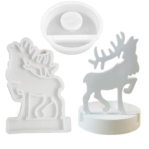 Silikonformen für Kerzenhalter – 2 Weihnachtskerzenformen zum Gießen | Elchförmige Silikonform für Weihnachtsputz | Silikonform für die Tischdekoration von Zvn Zojne