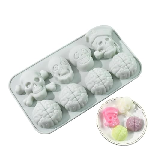 Silikonformen zum Backen, Silikonformen zum Backen – Süßigkeitenformen in Totenkopfform aus Silikon mit 8 Hohlräumen, multifunktional, lebensmittelecht, Lava von Zvn Zojne
