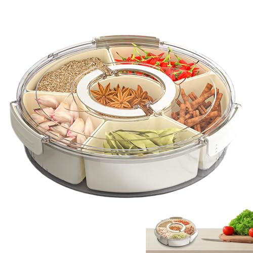 Snack-Serviertablett mit Deckel, tragbares Snacktablett mit Deckel, Snackbox mit 6 Fächern, Snack-Aufbewahrungsbox für Trockenfrüchte mit großem Fassungsvermögen von Zvn Zojne