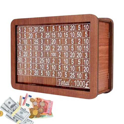 Spardose aus Holz, wiederverwendbar, Retro-Spardose mit Zähler und Zahlen, Spardose aus Holz für Erwachsene, Sparschwein für 10.000 $ für Münzen, Sparschwein von Zvn Zojne