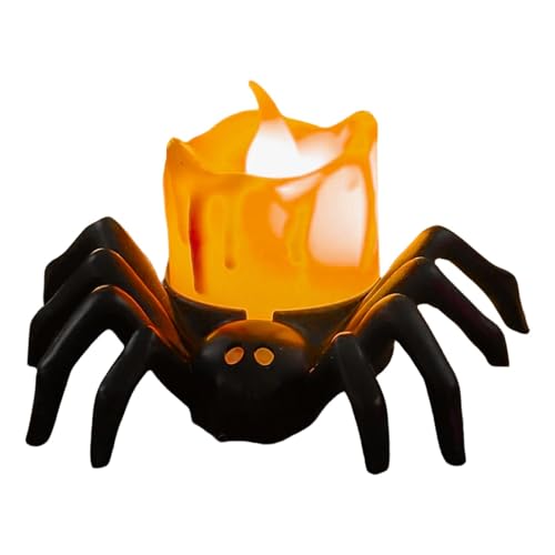 Spinnen- | Spinnen-Kerzenhalter | Halloween-Spinnen-Kerzenhalter, batteriebetriebene flackernde , flammenlose gruselige Spinnenlichter für Partydekorationen von Zvn Zojne