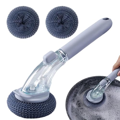 Spülbürste, Scheuerbürste für Küchentöpfe – Topfscheuerbürste, Haushaltsbürste mit langem Griff, keine Beschädigung des Topfes mit 3 PET-Bürstenkugeln für Spülbecken, Bad Spülbürste, Scheuerbürste für Küchentöpfe – Topfscheuerbürste, Haushaltsbürste mit langem Griff, keine Beschädigung des Topfes mit 3 PET-Bürstenkugeln für Spülbecken, Bad von Zvn Zojne