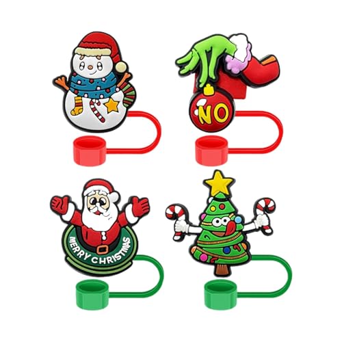 Staubdichte Strohdeckel, Weihnachtsstroh-Dekoration, Trinkstroh-Dekorationsset – Set mit luftdichten Strohdeckeln für Wohnheim, Zuhause, Schule, Auto von Zvn Zojne