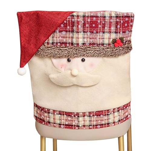 Stuhlhussen für Weihnachtsstühle, Rückenlehnenbezüge für Weihnachtsstuhl, dehnbar, in Form eines Weihnachtsmanns, abnehmbarer Esszimmerstuhlschutz von Zvn Zojne