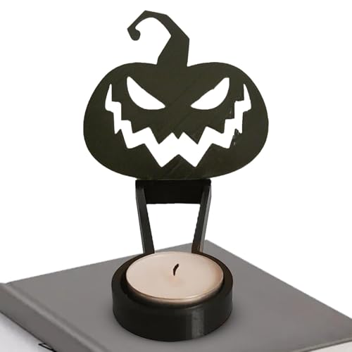 Tea Light Shadow Caster – gruseliger Kerzenhalter mit Kerze | gruseliger Halloween-Kerzenständer | Teelicht mit Rollen, Gothic Tischdekoration, Schwarz für F von Zvn Zojne