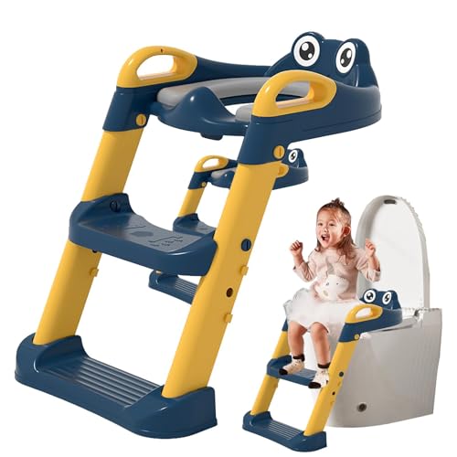 Toilettensitz mit Stufen, Töpfchentrainingssitz mit Trittbrett, Rutschfester Toilettensitz mit Faltbarer Kindersitz, Toilettensitz für Kleinkinder, von Zvn Zojne
