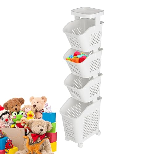 Wäschekorb mehrlagig – Wäschekorb 3/4 Ebenen | Rollwagen mit Rollen | 360° Roll-Wäschekorb für Badezimmer | Wäschekörbe, Wäschekorb, Regal, Trolley für Badezimmer von Zvn Zojne