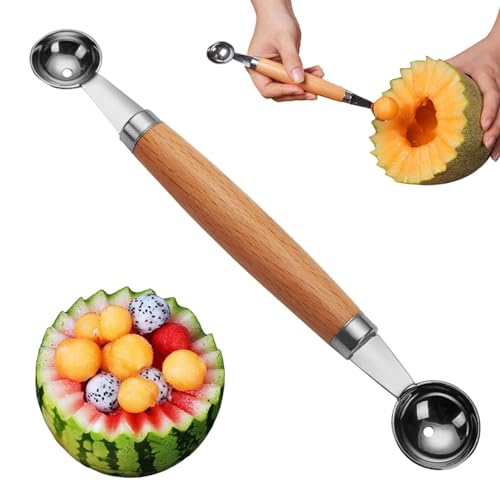 Wassermelonenlöffel – runder Wassermelonenlöffel | Kugellöffel für Fruchteis mit doppeltem Ende | für Obstteller | Obstlöffel für Knödel von Zvn Zojne