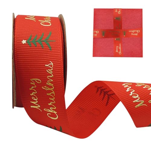 Weihnachtsband, kabelgebunden – Weihnachtsband aus Jute, bedruckt, 1 Zoll | Weihnachtskranzband 10 Meter mit Schneeflocken und Baum | bedrucktes Band für das Handwerk, Verpackung von Zvn Zojne