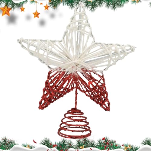 Weihnachtsbaum - 25 cm fünfzackiger Stern | Weihnachtsbaum hohler Stern oben mit LED-Licht | Pentagramm Stern Dekoration für Weihnachtsbaum Sterne zum Geburtstag, von Zvn Zojne