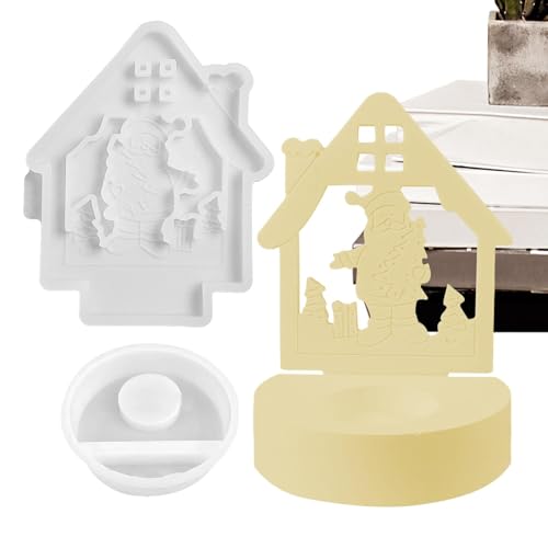 Weihnachtskerzenhalterform – 2 Haus-Kerzenformen zum Gießen | Weihnachtsmann-Silikon-Betonformen | Silikonformen für Weihnachtsdekoration, Kerzenhalter, Silikonform für Dekoration von Zvn Zojne